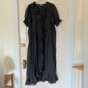Doen black nanou dress size small linen ramie